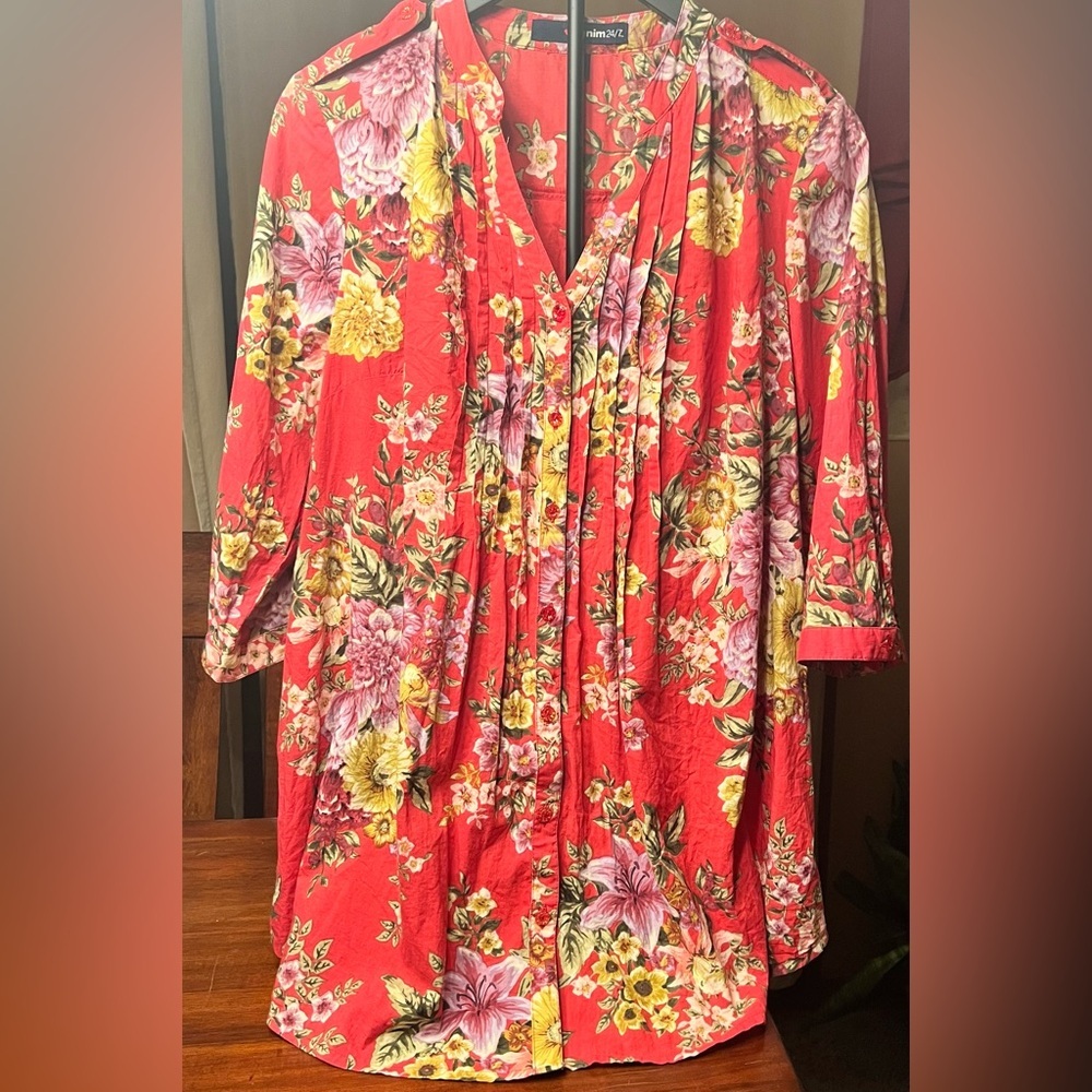 GUVC Denims 24/7 floral button down shirt Vtg Women’s 16W